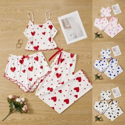 Women's pajama set with summer new European style letter pattern short-sleeved T-shirt, butterfly knot striped short pants, and home wear two-piece set for ladies with comfortable and casual style