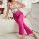 Cross-border foreign trade women's home wear floral suspenders long pants set for casual and comfortable women's wear that can be worn outside Cross-border foreign trade women's home wear floral suspenders long pants set for casual and comfortable women's wear that can be worn outside