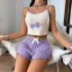 Cross-border best-selling Amazon-style home wear with embroidery, women's brushed-hangback blouses and short pants set, home wear set that can be worn outside Cross-border best-selling Amazon-style home wear with embroidery, women's brushed-hangback blouses and short pants set, home wear set that can be worn outside