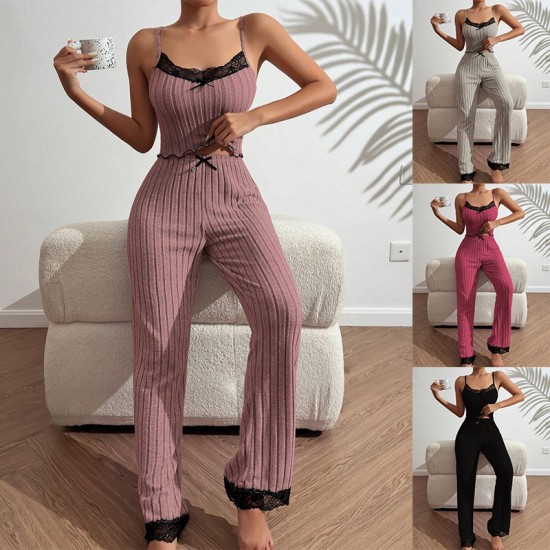 Pajama set for women in summer with European letter pattern short-sleeved T-shirt, bow tie striped short pants, home wear set Pajama set for women in summer with European letter pattern short-sleeved T-shirt, bow tie striped short pants, home wear set