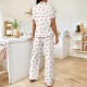 European-style cross-border best-selling home wear with heart-shaped print halter back pants, two-piece set with elastic long-sleeved pants, fashionable and sexy women's home wear European-style cross-border best-selling home wear with heart-shaped print halter back pants, two-piece set with elastic long-sleeved pants, fashionable and sexy women's home wear