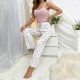 Cross-border trendy sleepwear set for women, summer floral printed long-sleeved pants, European-style women's pajamas with elastic and comfortable fit Cross-border best-selling European-style autumn and winter home wear, sexy and casual fashionable long-s