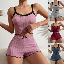 Cross-border Amazon's women's home wear set with European-style floral printed pants, casual and comfortable women's home wear that can be worn outside