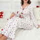Cross-border home wear set for autumn-winter with heart patterned collared sleepwear for women and long-sleeved pants. Two-piece set that can be worn outside. Cross-border home wear set with heart patterned sleepwear and long-sleeved pants for European-st Cross-border home wear set for autumn-winter with heart patterned collared sleepwear for women and long-sleeved pants. Two-piece set that can be worn outside. Cross-border home wear set with heart patterned sleepwear and long-sleeved pants for European-st