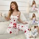 Cross-border foreign trade best-selling pajama set with heart-shaped printed suspenders long pants set for women in European style that can be worn outside Cross-border foreign trade best-selling pajama set with heart-shaped printed suspenders long pants set for women in European style that can be worn outside