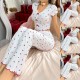 Cross-border best-selling home wear with printed designs, heart-shaped V-neck short-sleeved pants set, women's casual pajamas Cross-border best-selling home wear with printed designs, heart-shaped V-neck short-sleeved pants set, women's casual pajamas