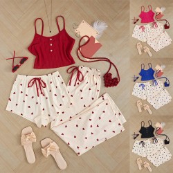 European-style cross-border autumn-winter best-selling home wear with printed short-sleeved pants, comfortable wide-leg pants, two-piece set of women's home wear that can be worn outside