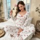 Cross-border Amazon European style pajama set for women with butterfly knot long pants and long-sleeved set with printed patterns and elastic for comfortable and casual home wear Cross-border Amazon European style pajama set for women with butterfly knot long pants and long-sleeved set with printed patterns and elastic for comfortable and casual home wear